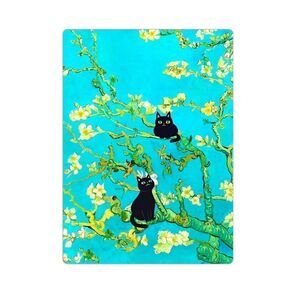 Van Gogh Almond Blossoms Black Cat Magnet
